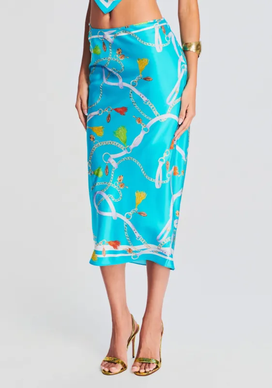 Penina Silk Midi Skirt sold by Retrofete