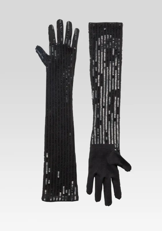 Plaza Sequin Knit Gloves made by Retrofete