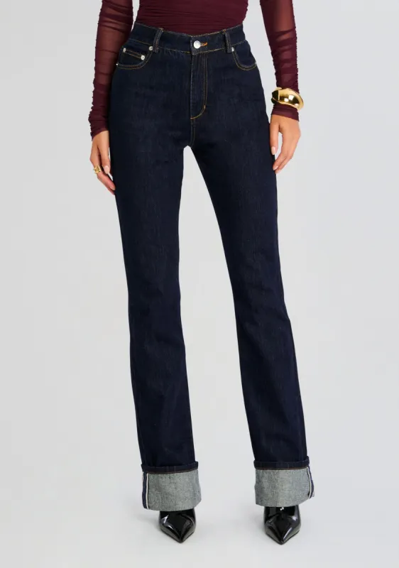 Ashton High Rise Slim Flare Jean sold by Retrofete