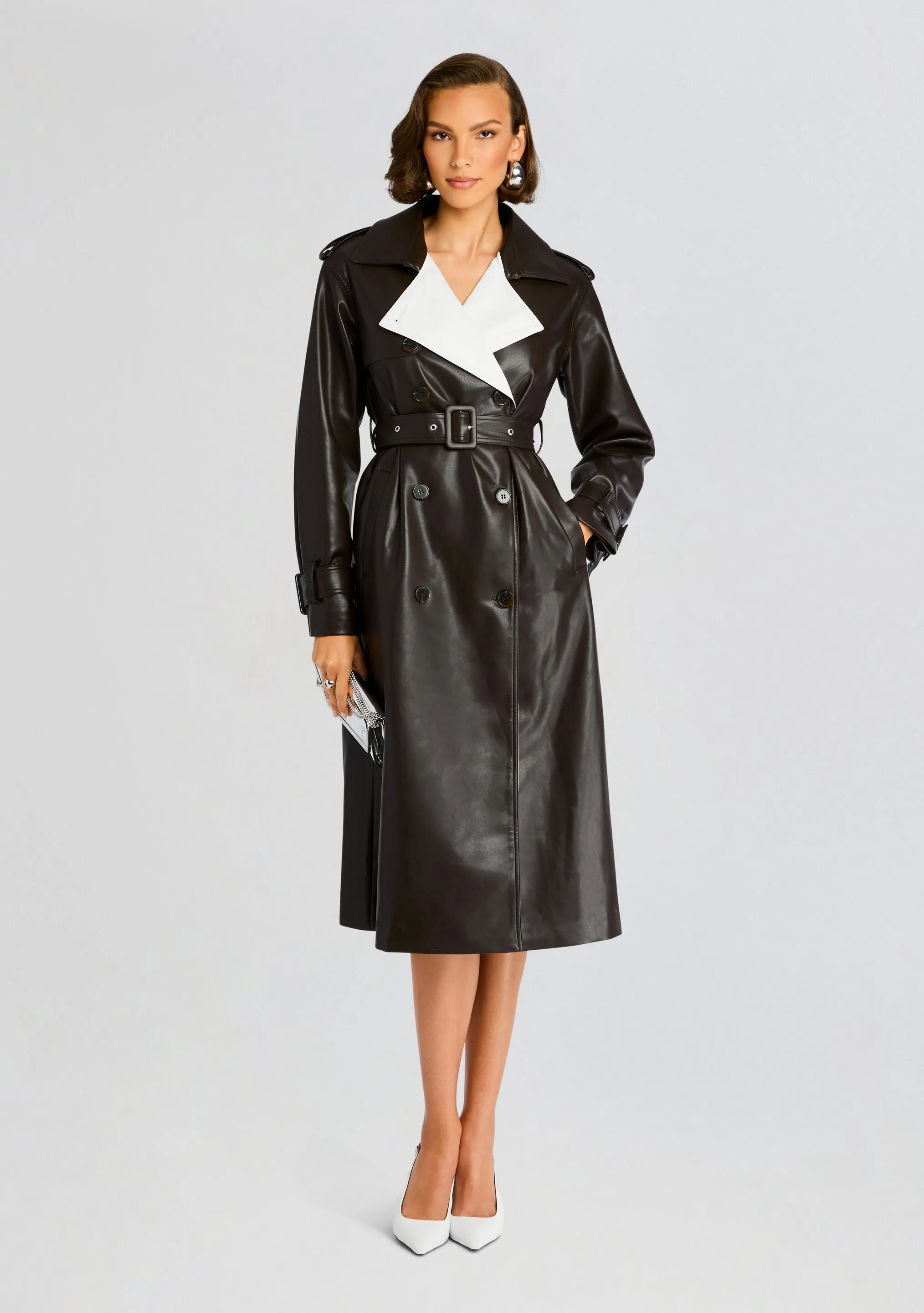 Estelle Vegan Leather Trench Coat sold by Retrofete