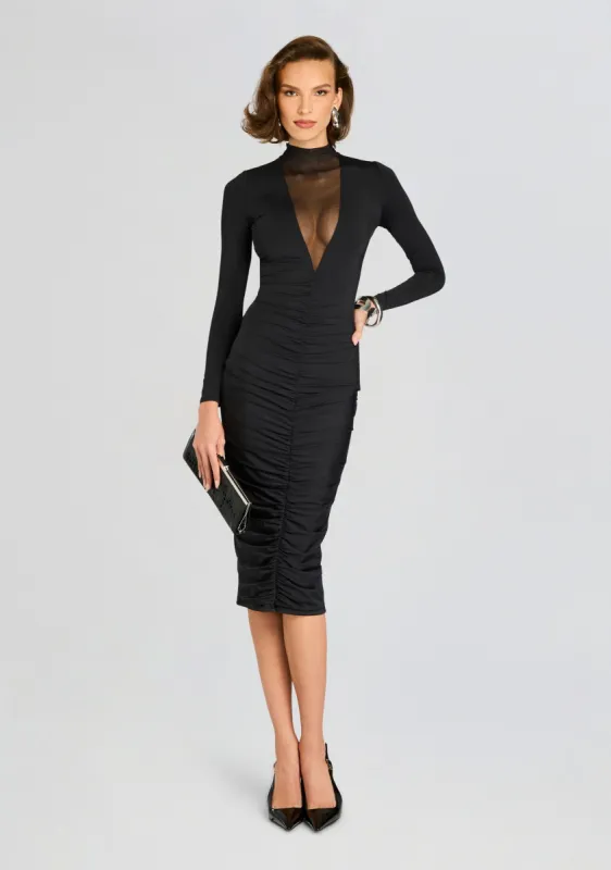 Priyanka Mesh V-Cut Midi Dress sold by Retrofete