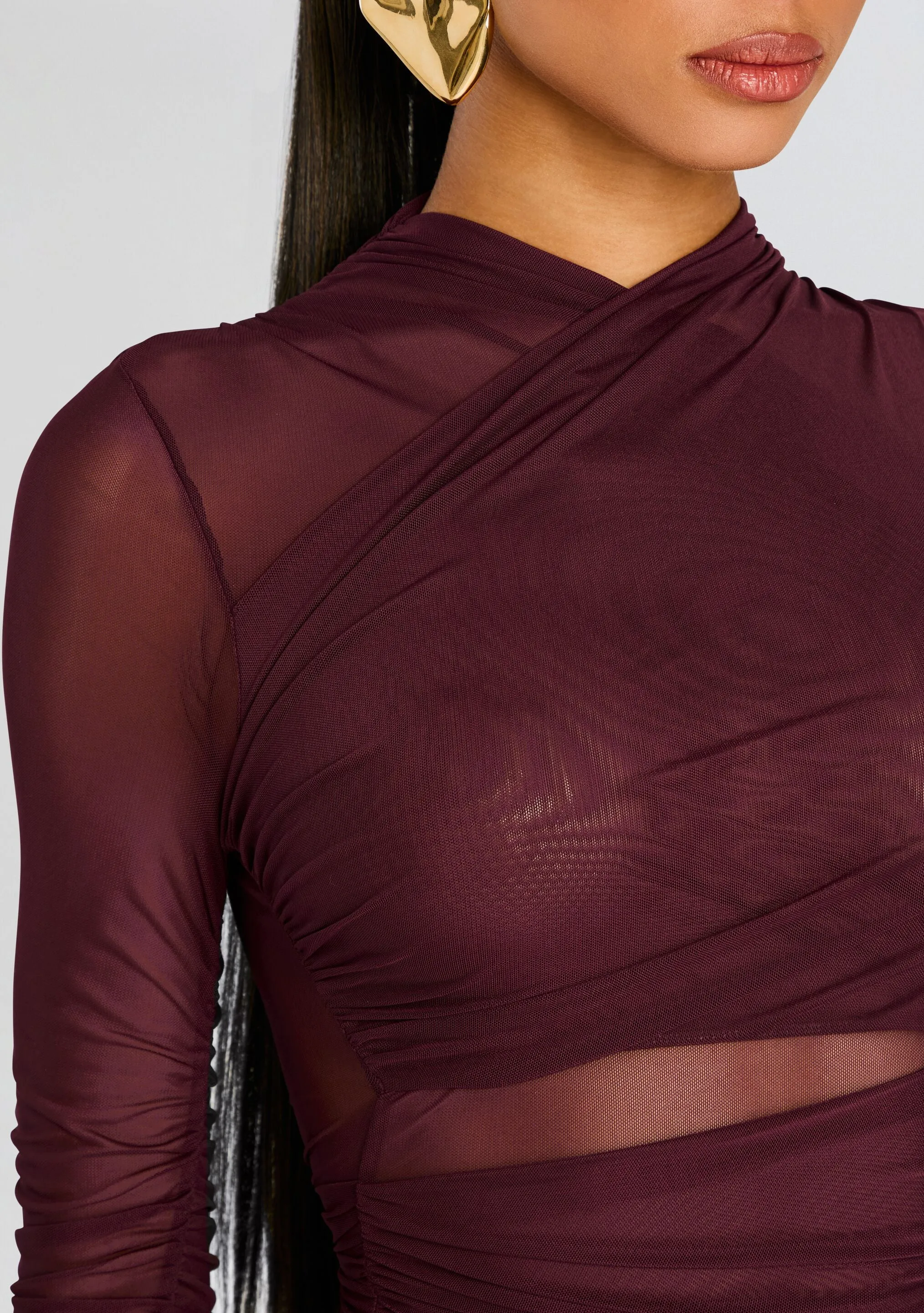 Moxey Ruched Mesh Mini Dress sold by Retrofete product image thumbnail 2