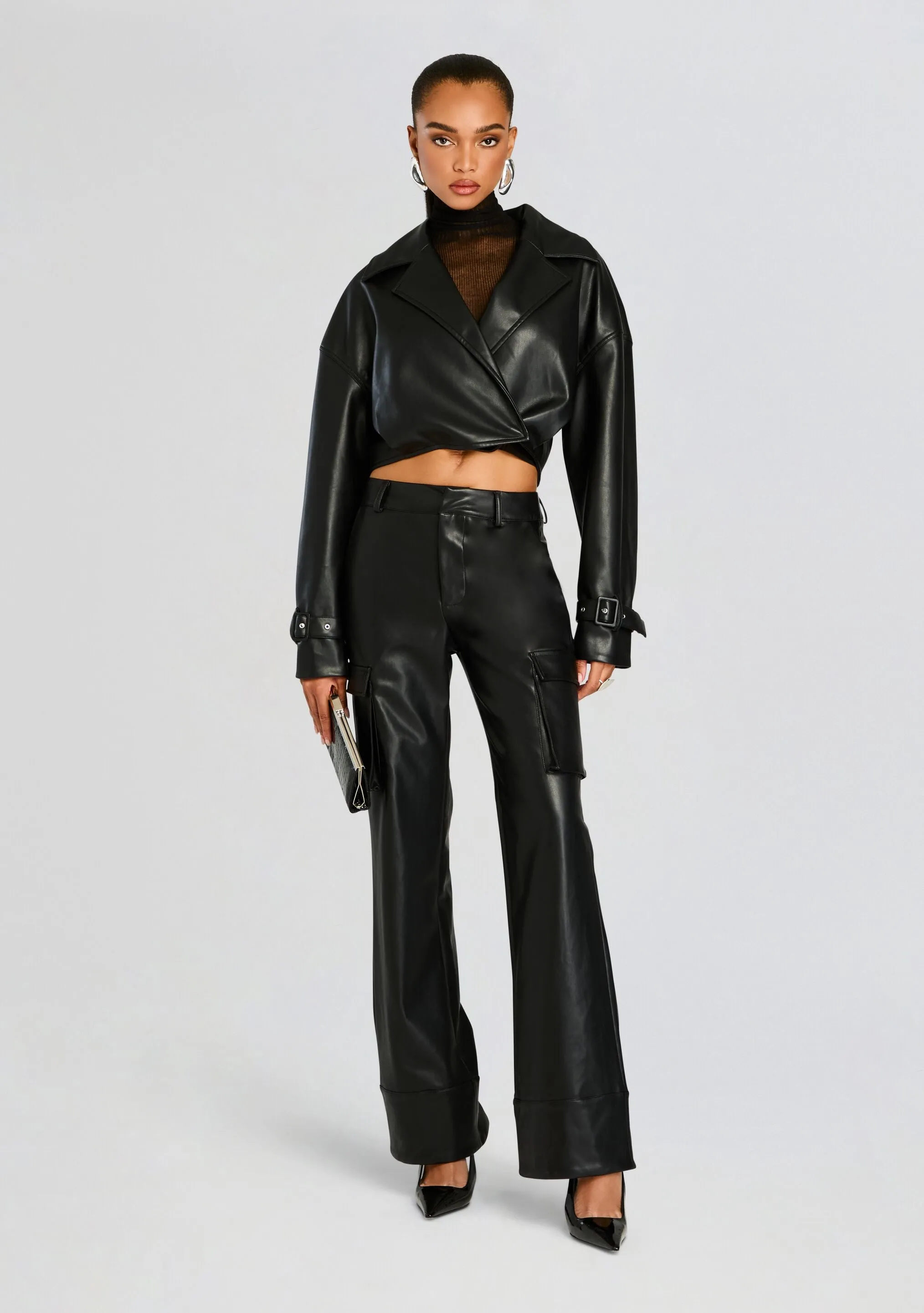 Fifer Vegan Leather Mid Rise Cargo Pant sold by Retrofete product image thumbnail 5