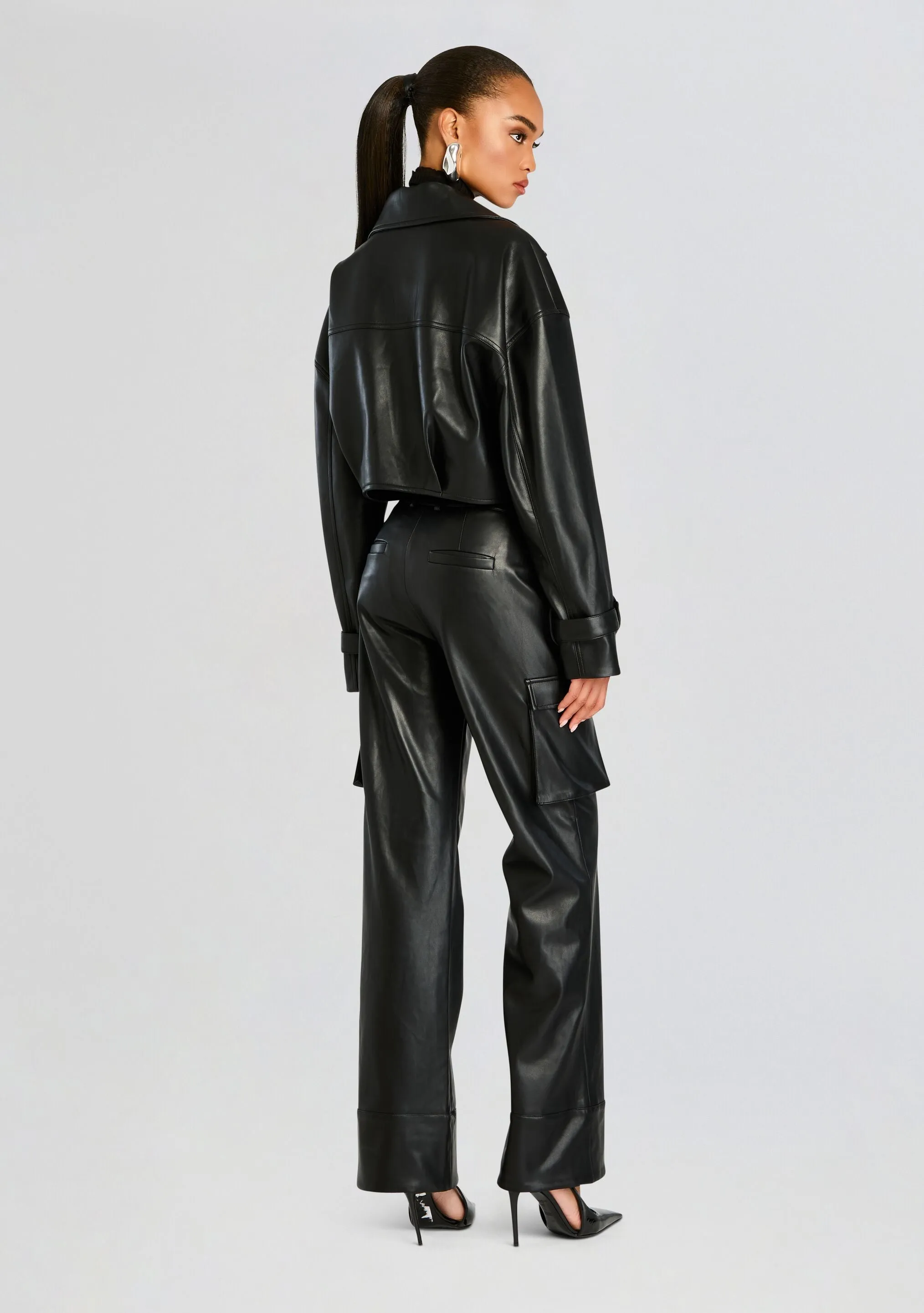 Fifer Vegan Leather Mid Rise Cargo Pant sold by Retrofete product image thumbnail 4