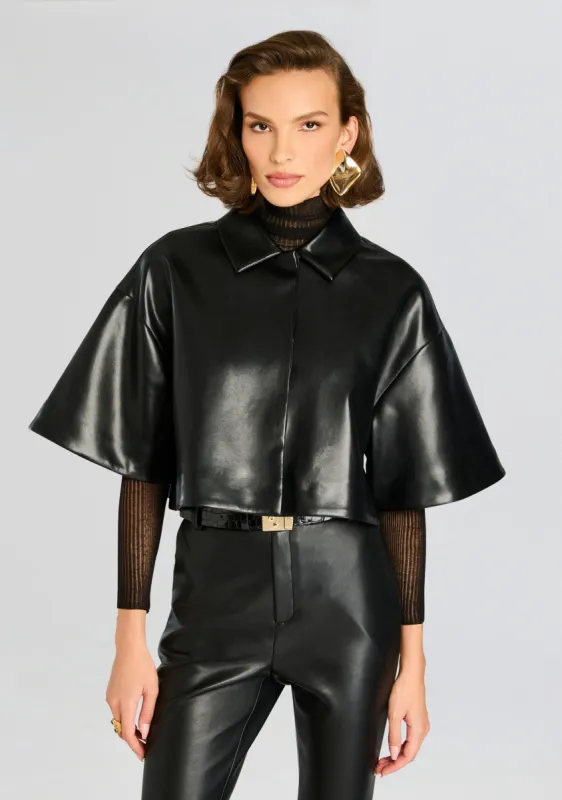 Adi Vegan Leather Cropped Jacket sold by Retrofete