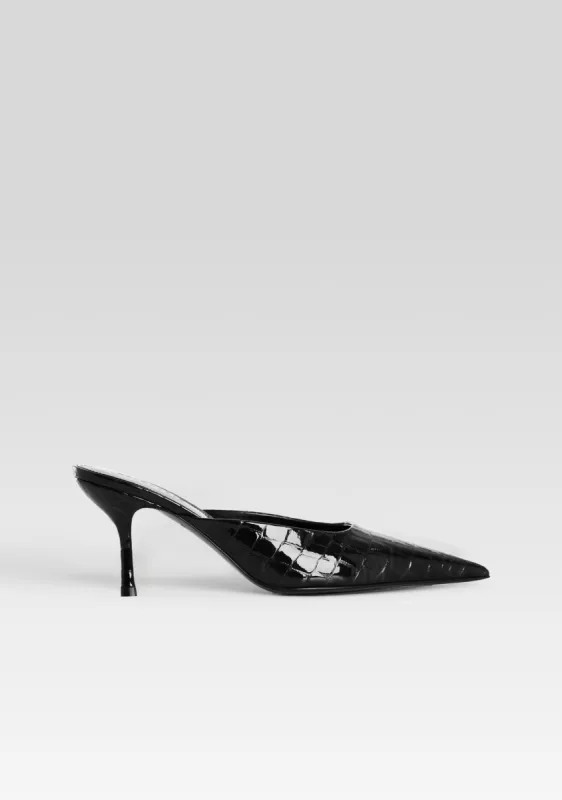 Francesca Leather Kitten Mule sold by Retrofete