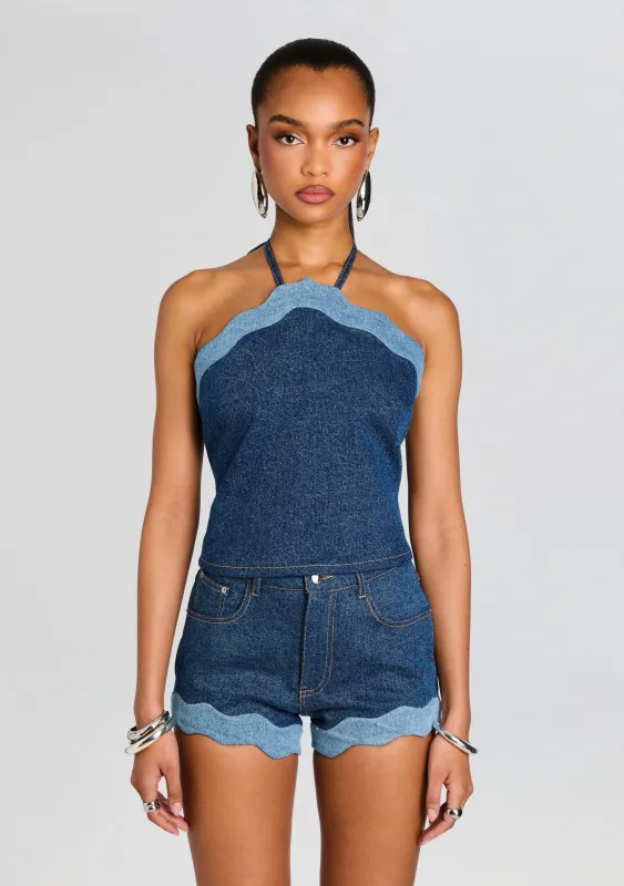 Rhonda Denim Top sold by Retrofete