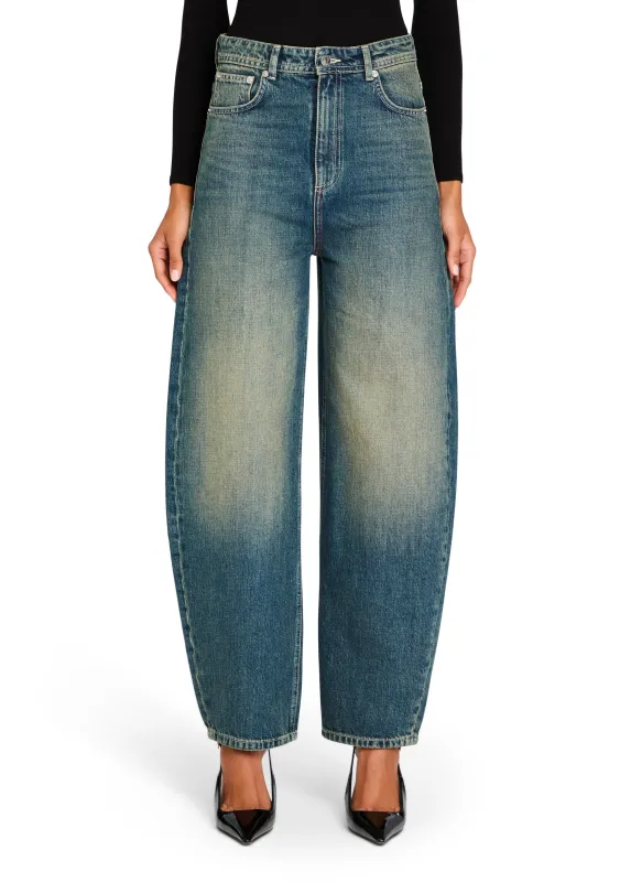 Marbel Mid Rise Barrel Jean sold by Retrofete
