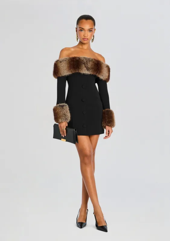 Elspeth Faux Fur Dress sold by Retrofete
