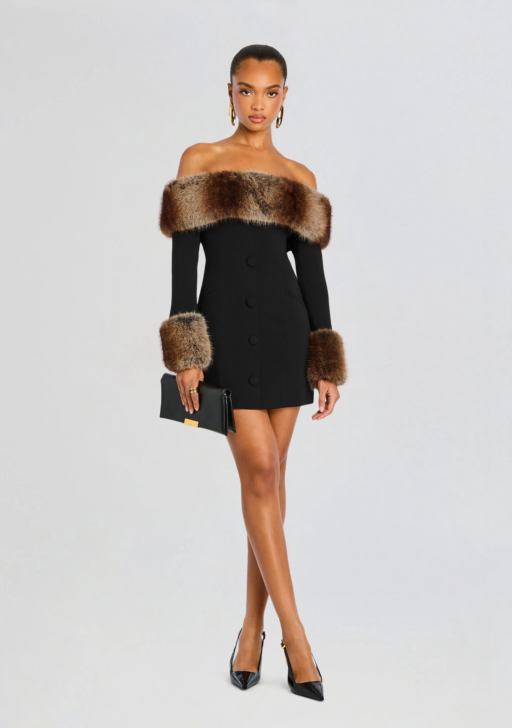 Elspeth Faux Fur Dress sold by Retrofete