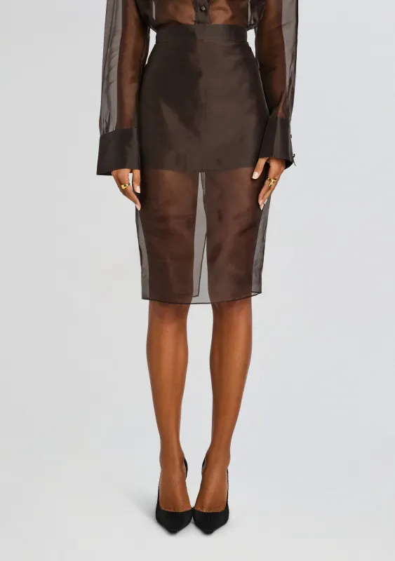 Elda Silk Midi Skirt sold by Retrofete