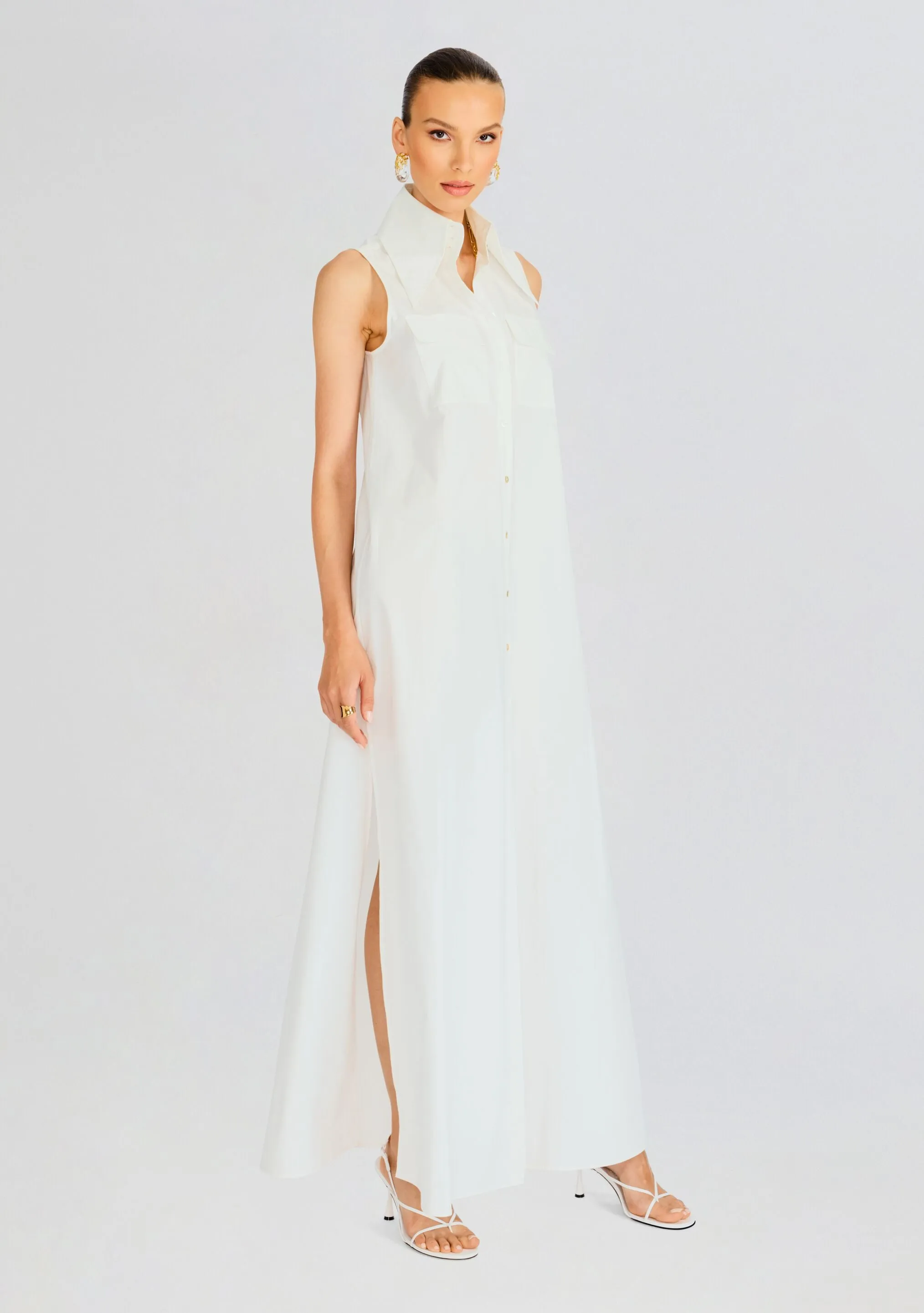 Sleeveless Floor Length Shirt Dress sold by Retrofete product image thumbnail 3