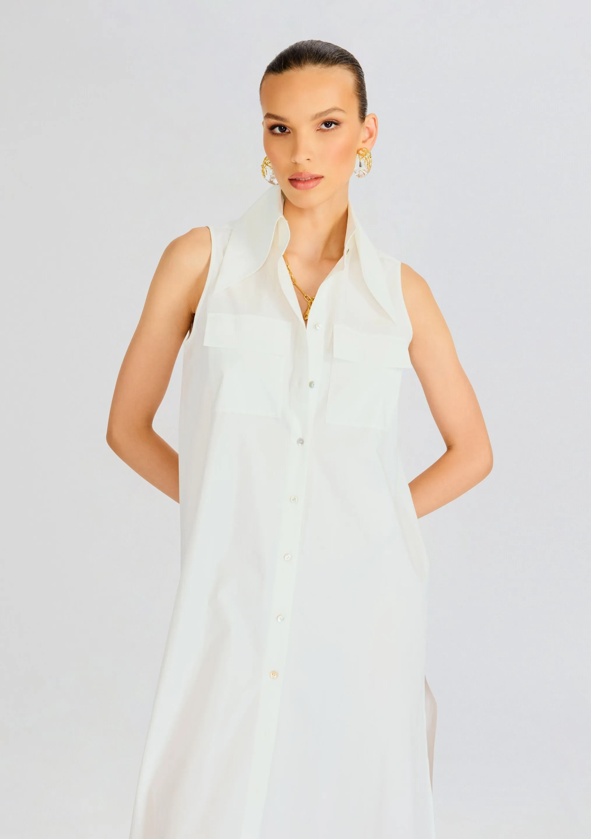 Sleeveless Floor Length Shirt Dress sold by Retrofete product image thumbnail 2