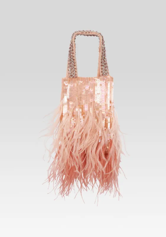 Avery Sequin Feather Bag sold by Retrofete