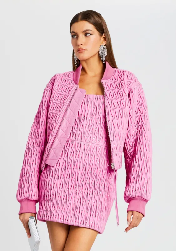 Morgana Embellished Leather Jacket sold by Retrofete