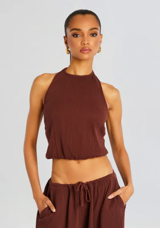 Yen Gauze Halter Top sold by Retrofete