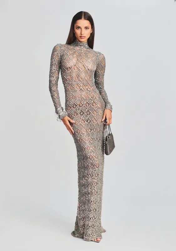 Alexa Sequin Open Crochet Dress sold by Retrofete