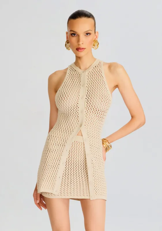 Tilli Knit Crochet Vest sold by Retrofete