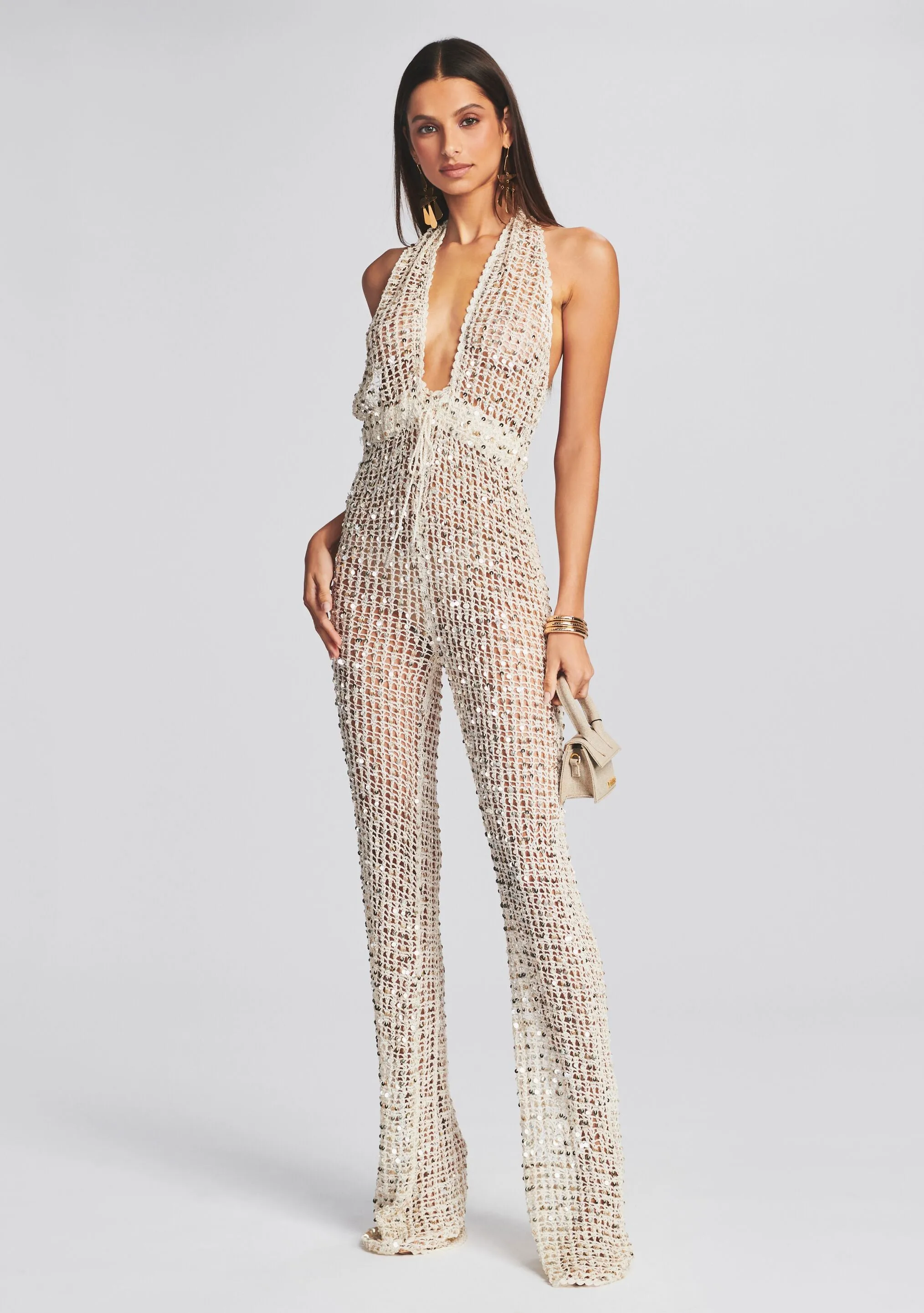 Tosca Sequin Crochet Jumpsuit sold by Retrofete