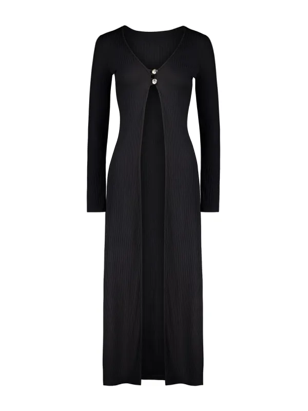 Ribbed Cardigan | Black sold by With Harper Lu