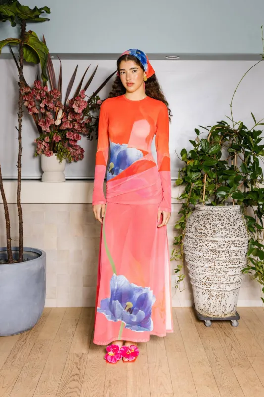 Panel Maxi Dress | Mesh Contrast Poppy sold by With Harper Lu