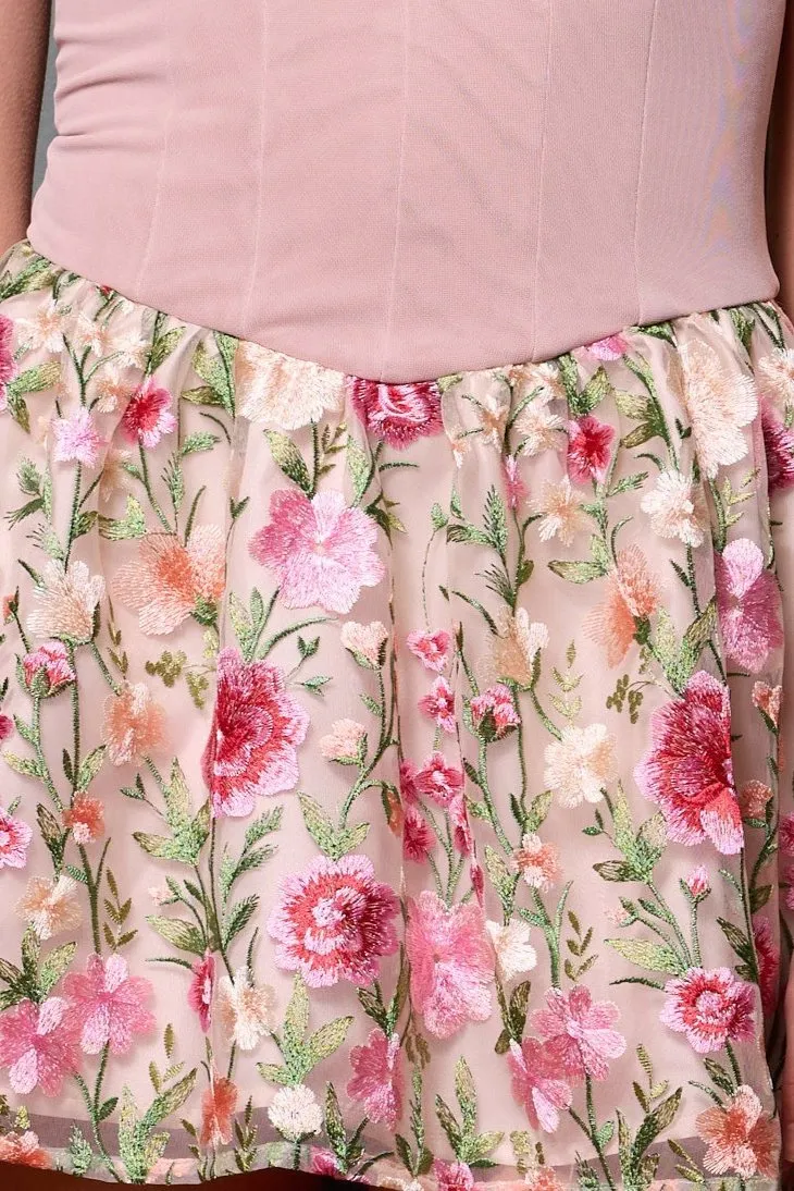 Mini Bodice Dress | Blush Embroidered Floral sold by With Harper Lu product image thumbnail 4