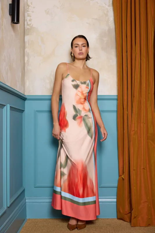 Low Back Maxi Dress | Peach Floral sold by With Harper Lu