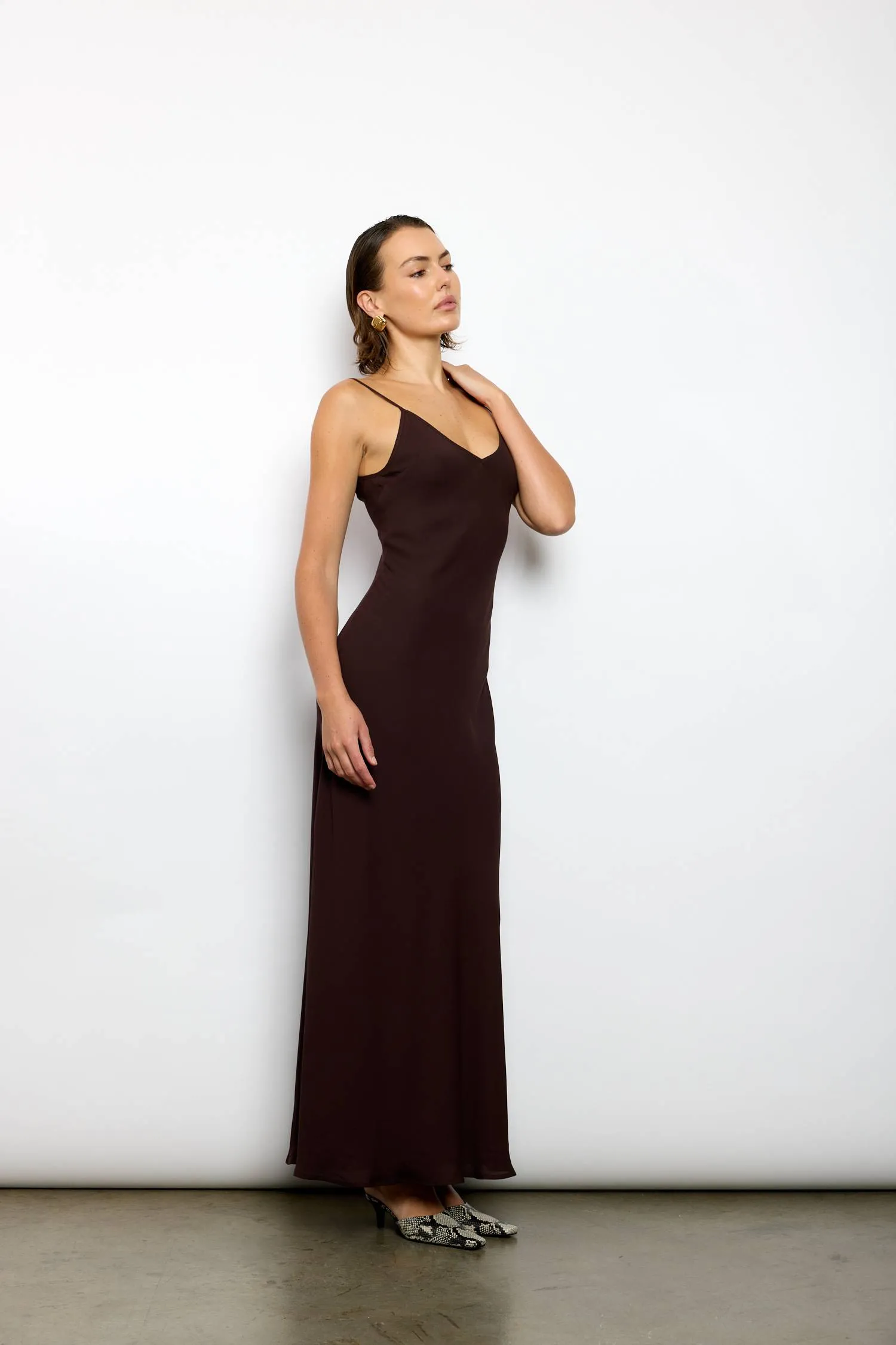Georgette Maxi Dress | Chocolate sold by With Harper Lu product image thumbnail 5