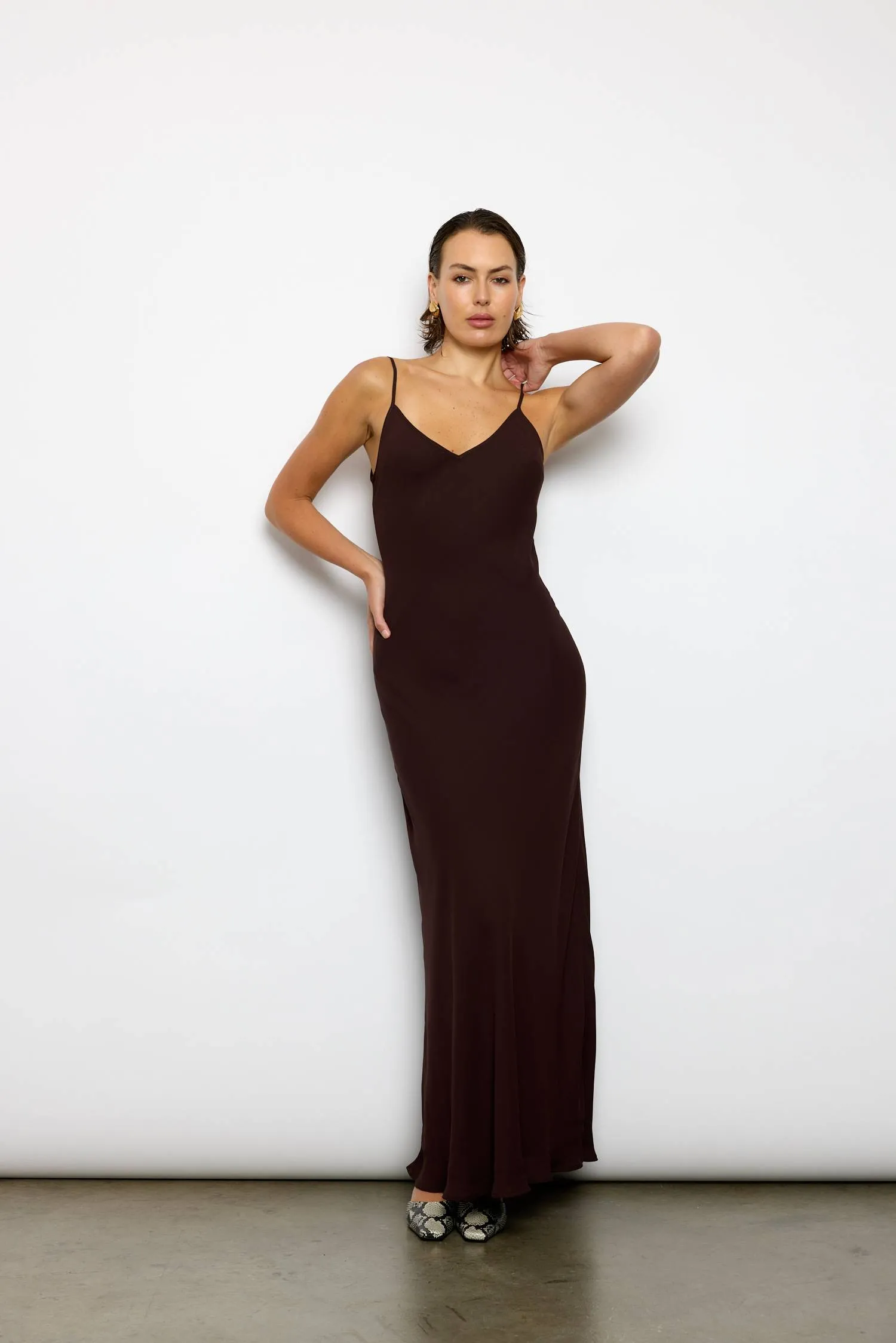 Georgette Maxi Dress | Chocolate sold by With Harper Lu product image thumbnail 3