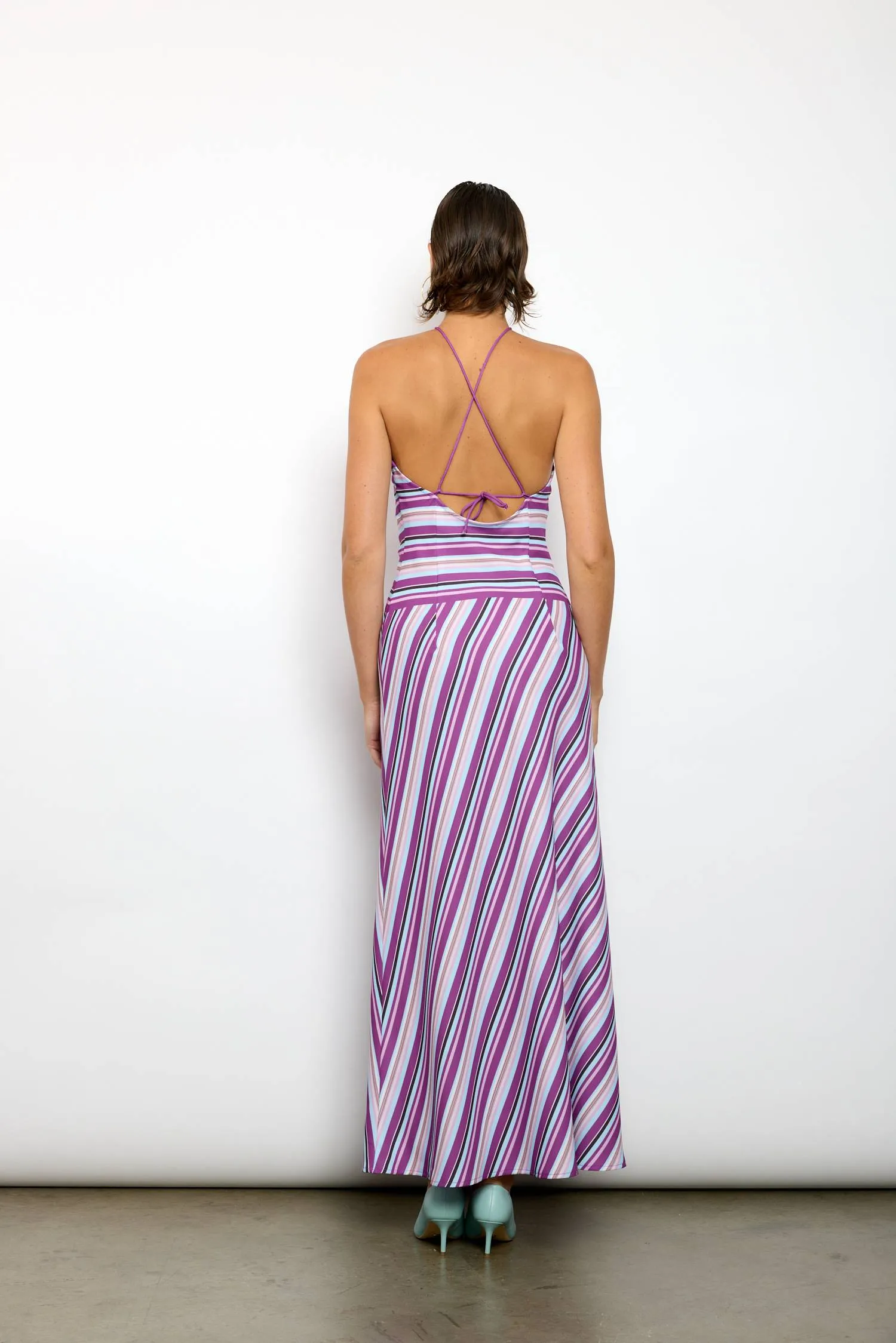 Halter Maxi Dress | Violet Stripe sold by With Harper Lu product image thumbnail 5