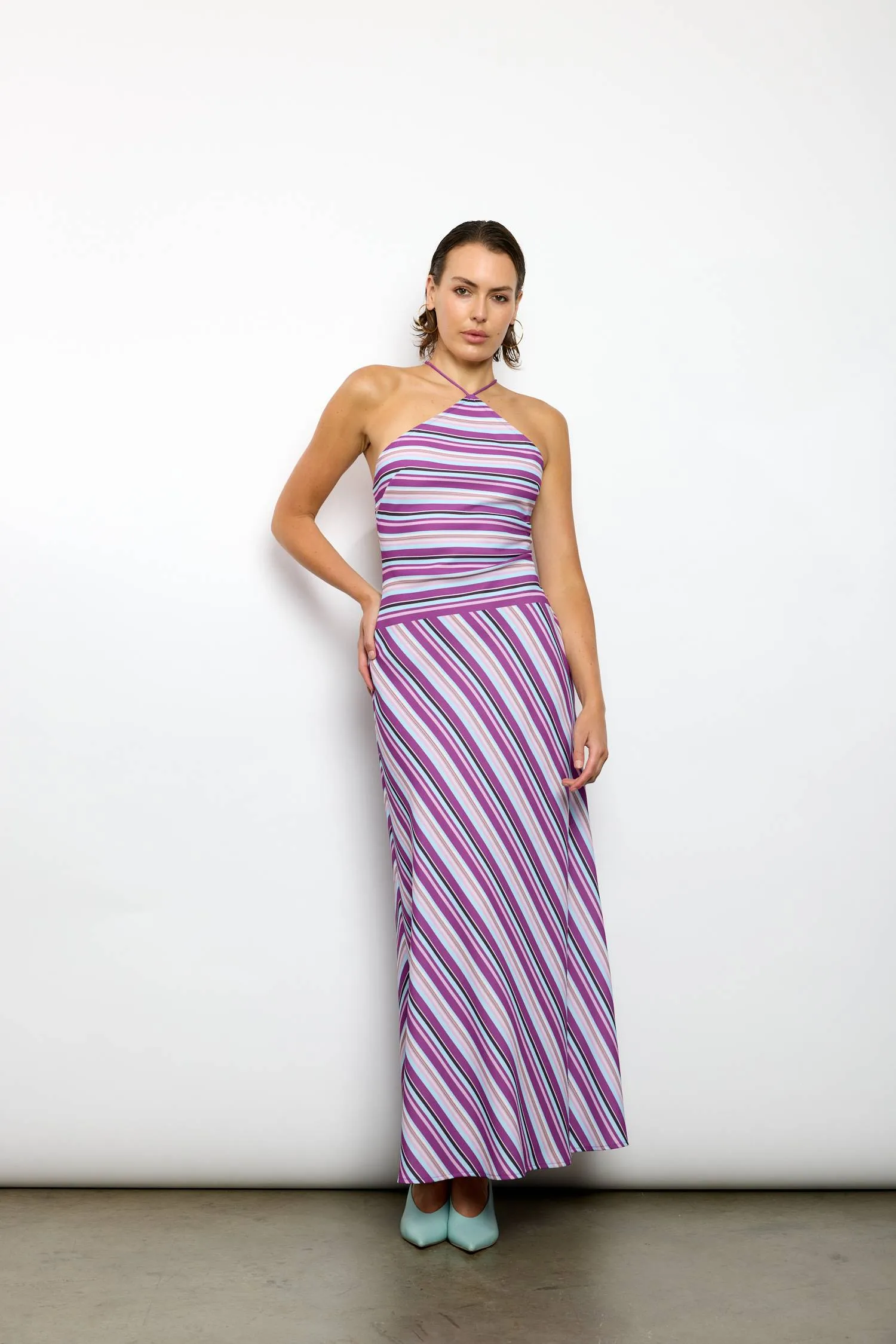 Halter Maxi Dress | Violet Stripe sold by With Harper Lu product image thumbnail 4