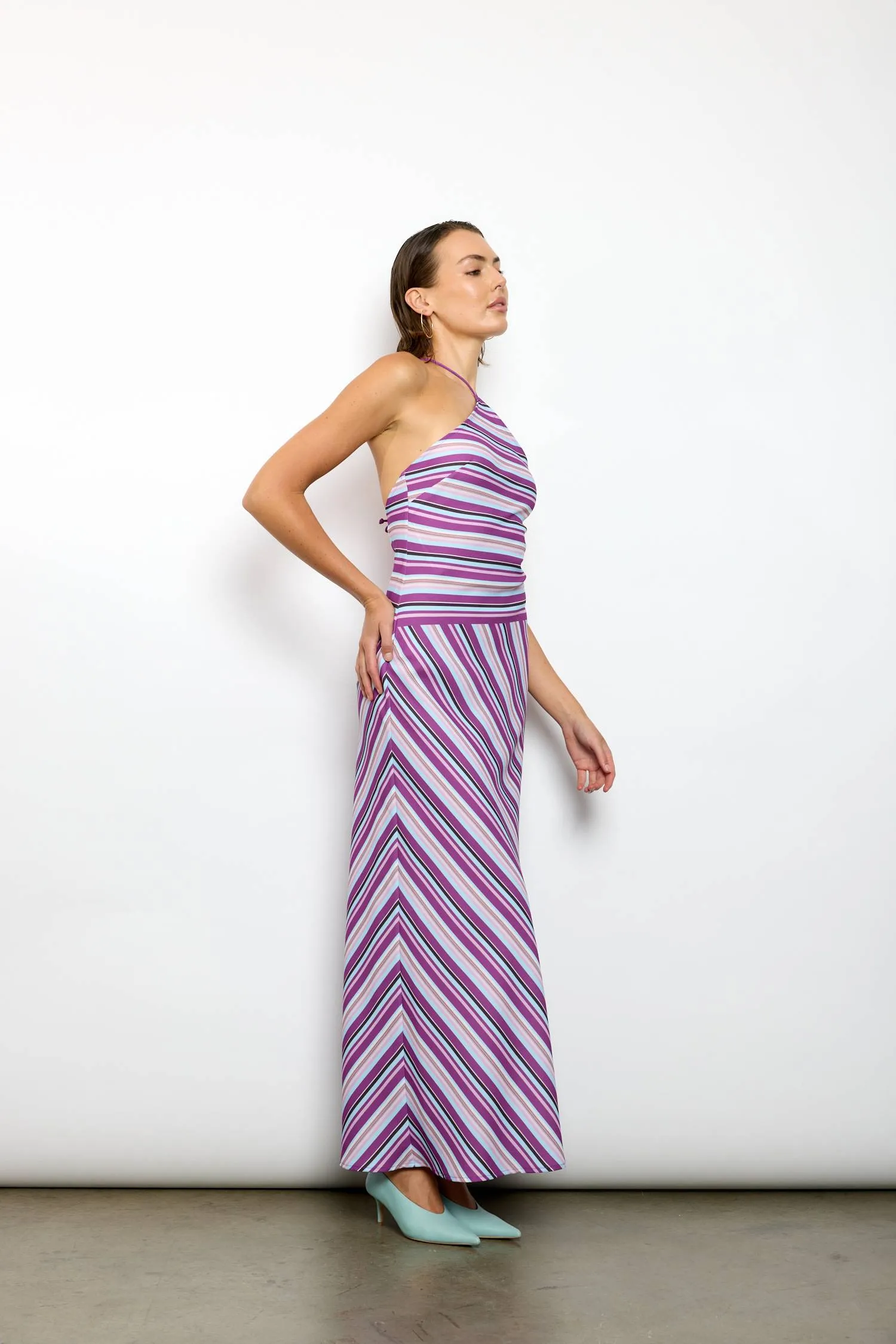 Halter Maxi Dress | Violet Stripe sold by With Harper Lu product image thumbnail 3