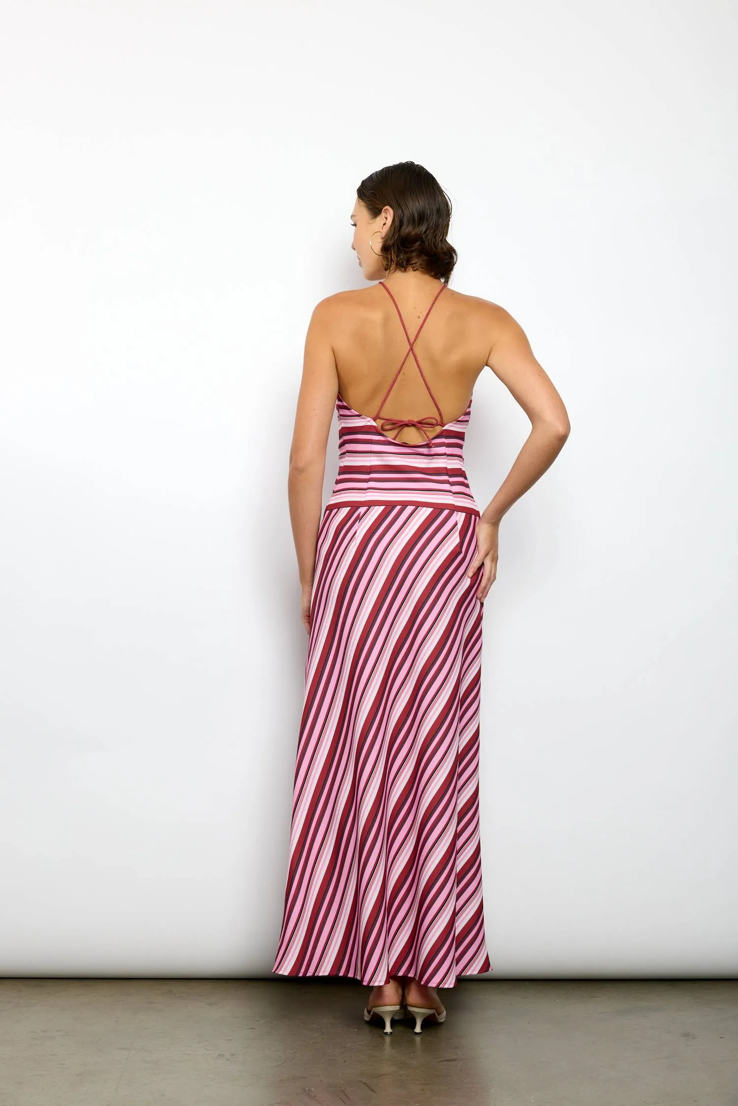 Halter Maxi Dress | Magenta Stripe sold by With Harper Lu product image thumbnail 5