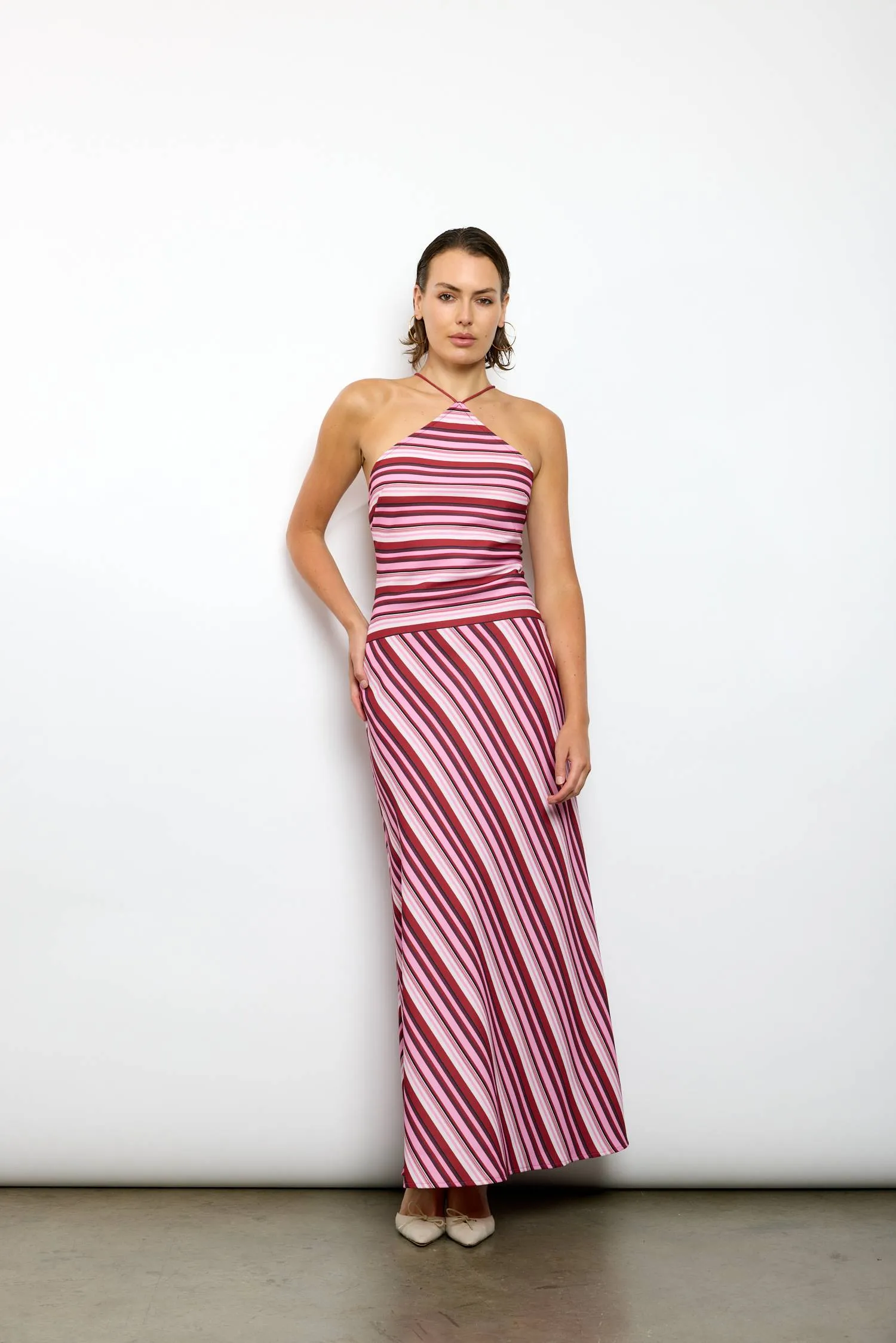 Halter Maxi Dress | Magenta Stripe sold by With Harper Lu product image thumbnail 3