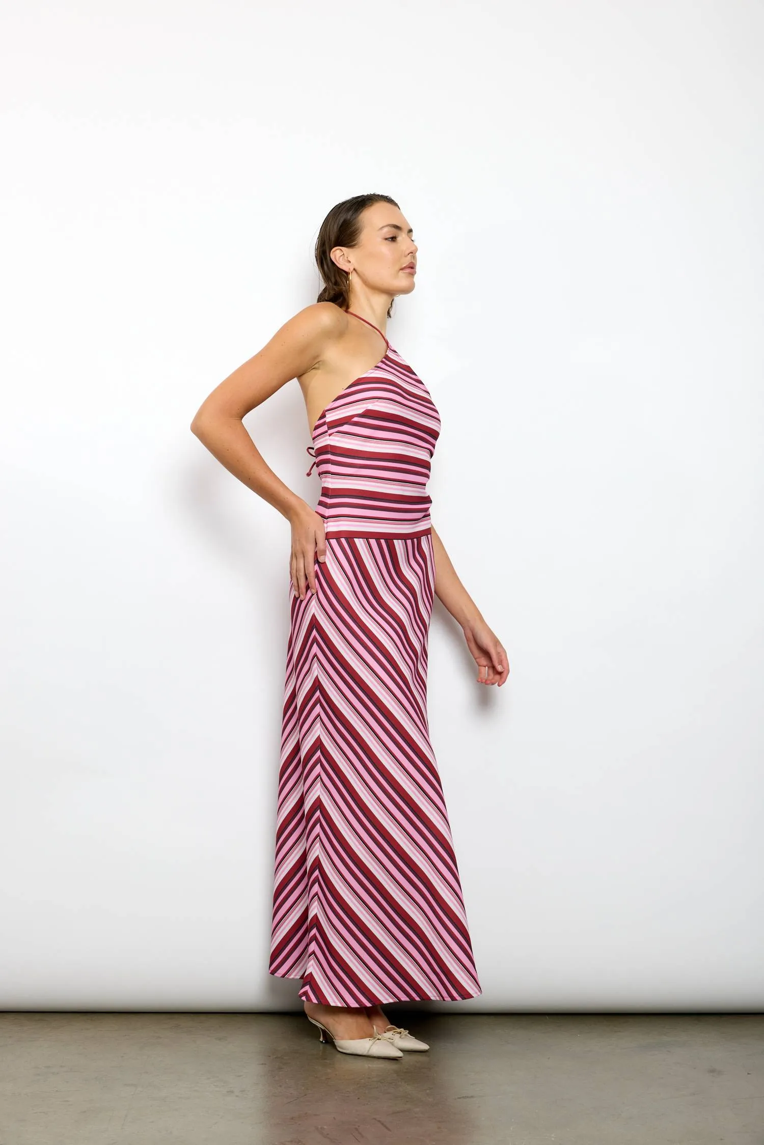 Halter Maxi Dress | Magenta Stripe sold by With Harper Lu product image thumbnail 4