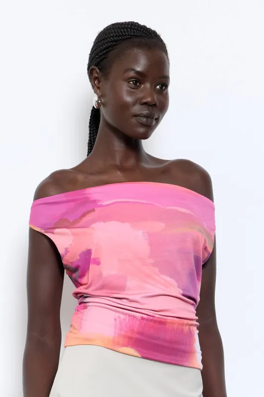 Relaxed Off-Shoulder Top | Abstract Art sold by With Harper Lu