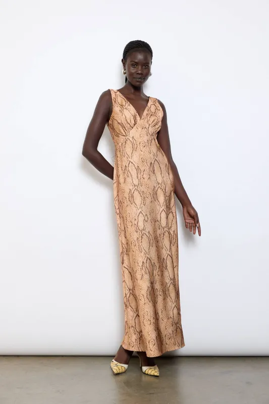 V Neck Maxi Dress | Snake sold by With Harper Lu