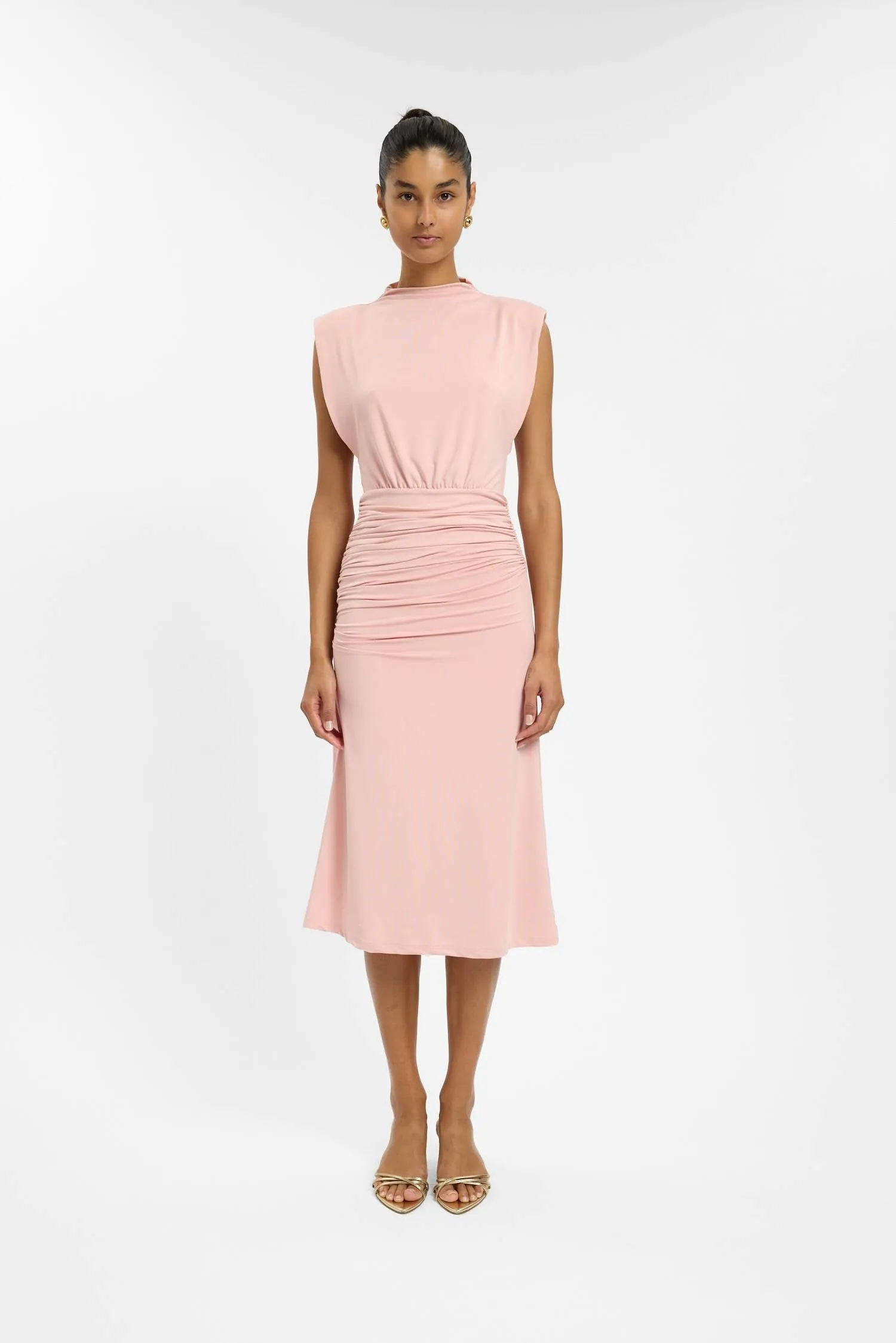 Structured Shoulder Midi Dress | Musk sold by With Harper Lu