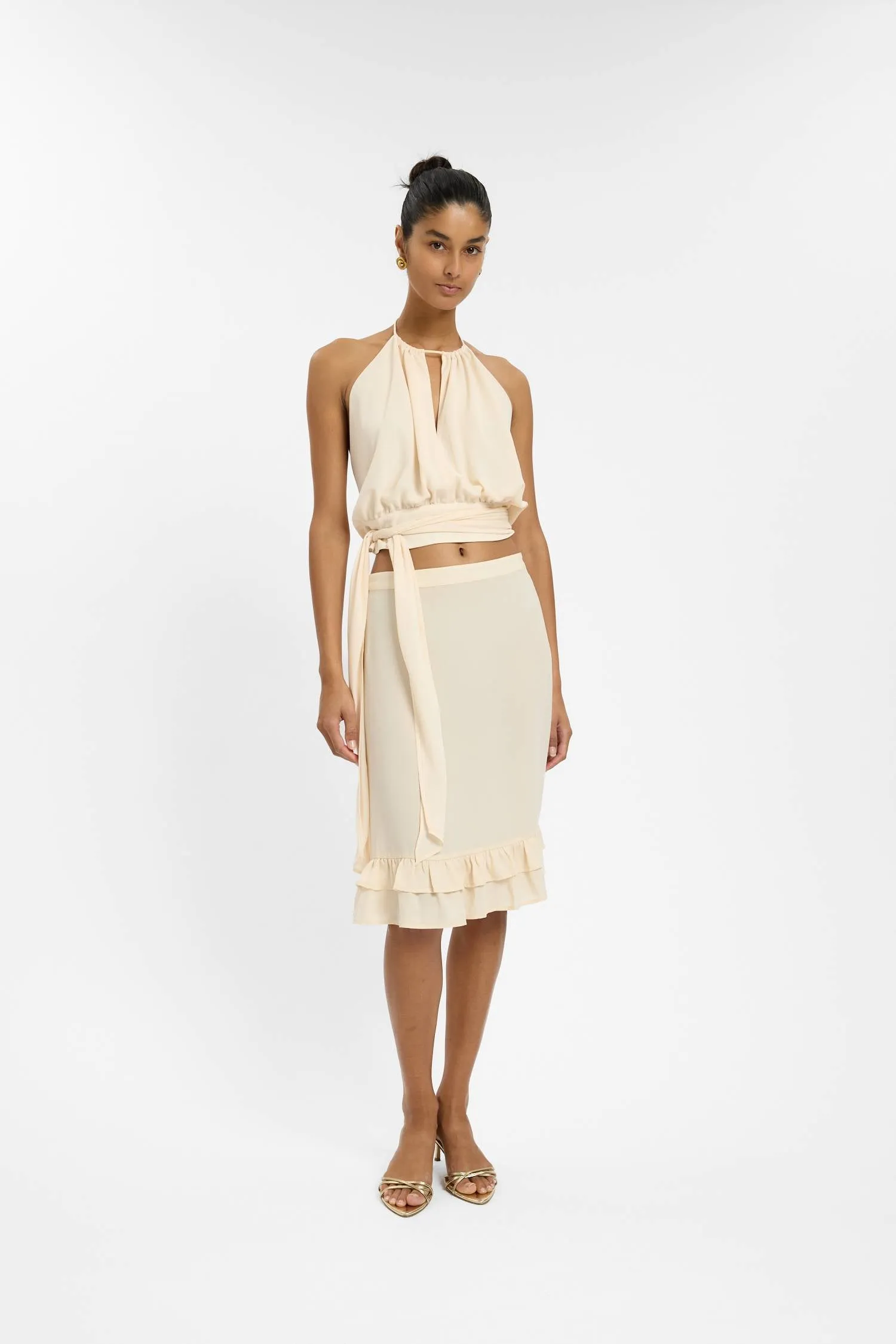 Frill Midi Skirt | Ivory sold by With Harper Lu product image thumbnail 5