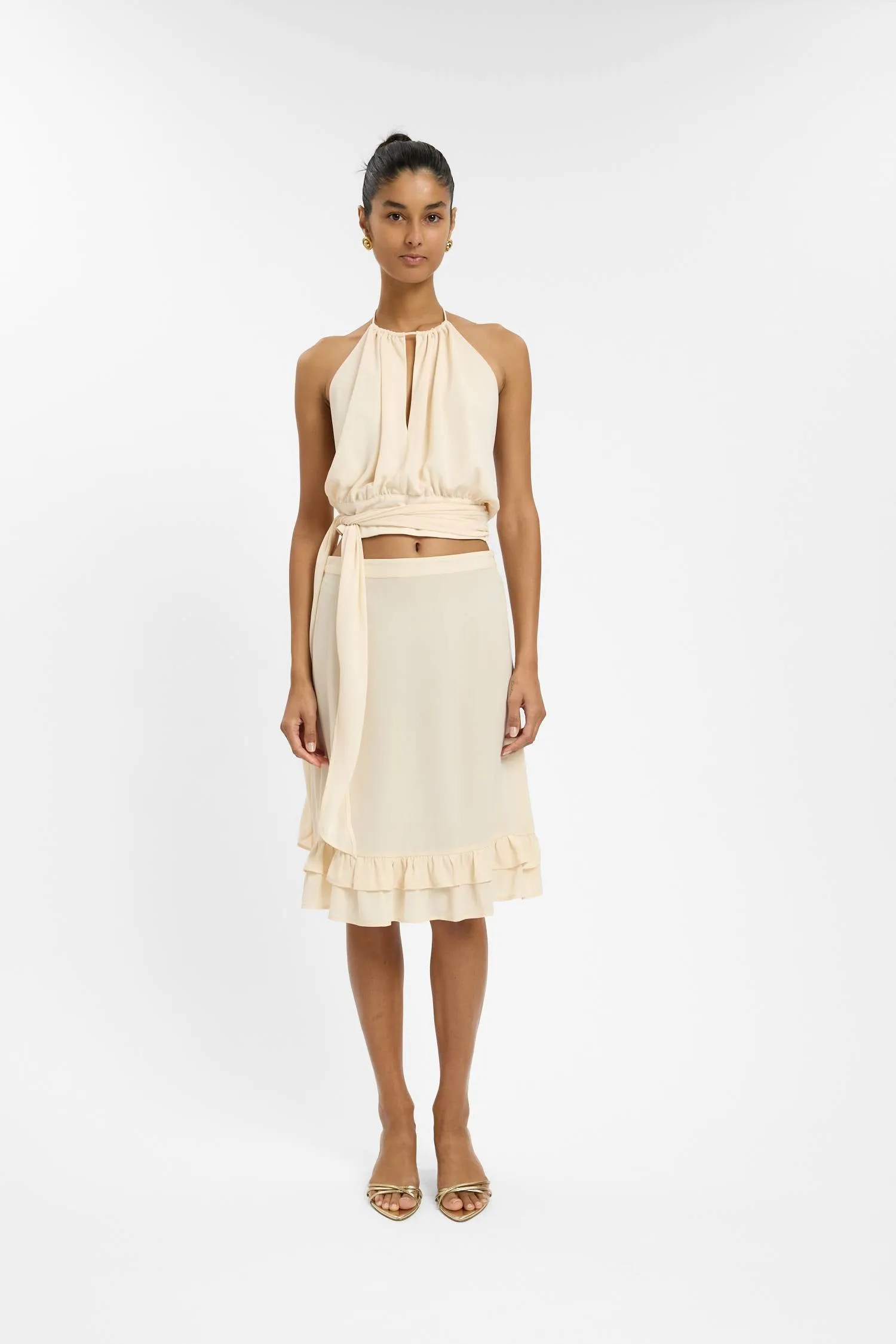 Frill Midi Skirt | Ivory sold by With Harper Lu