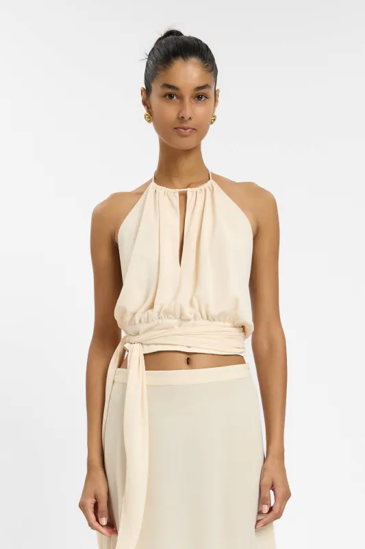Draped Halter Top | Ivory sold by With Harper Lu