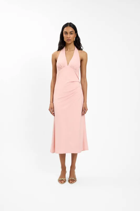 Pleated Backless Halter Dress | Musk sold by With Harper Lu