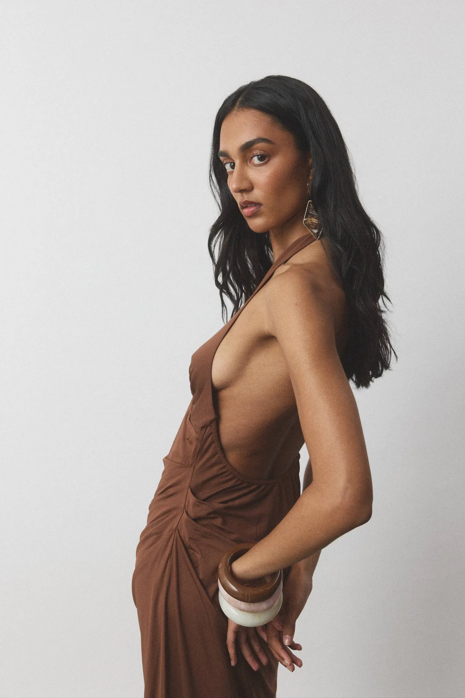 Pleated Backless Halter Dress | Cafe sold by With Harper Lu product image thumbnail 5