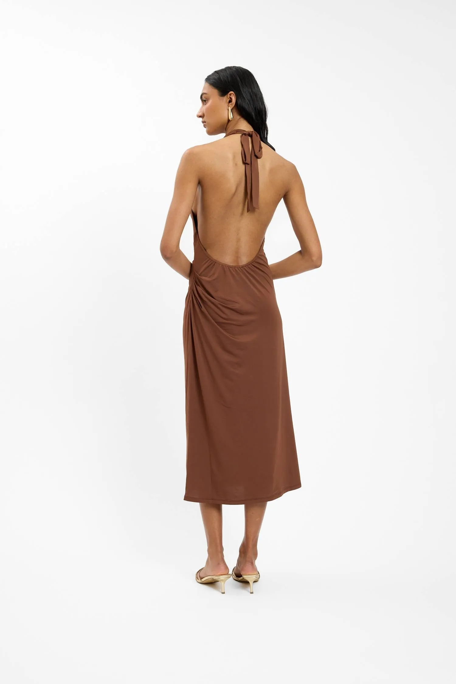 Pleated Backless Halter Dress | Cafe sold by With Harper Lu product image thumbnail 2