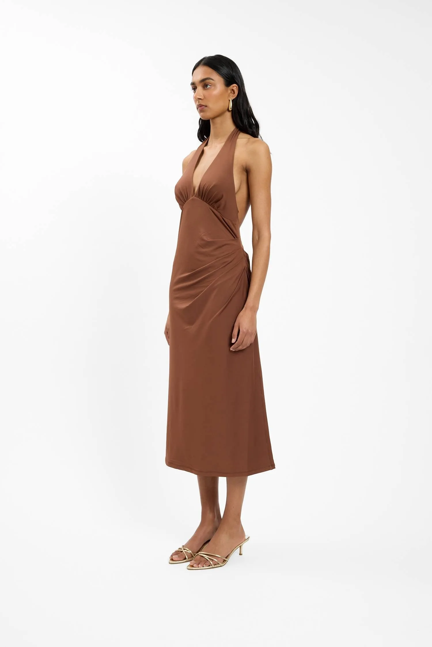 Pleated Backless Halter Dress | Cafe sold by With Harper Lu product image thumbnail 3