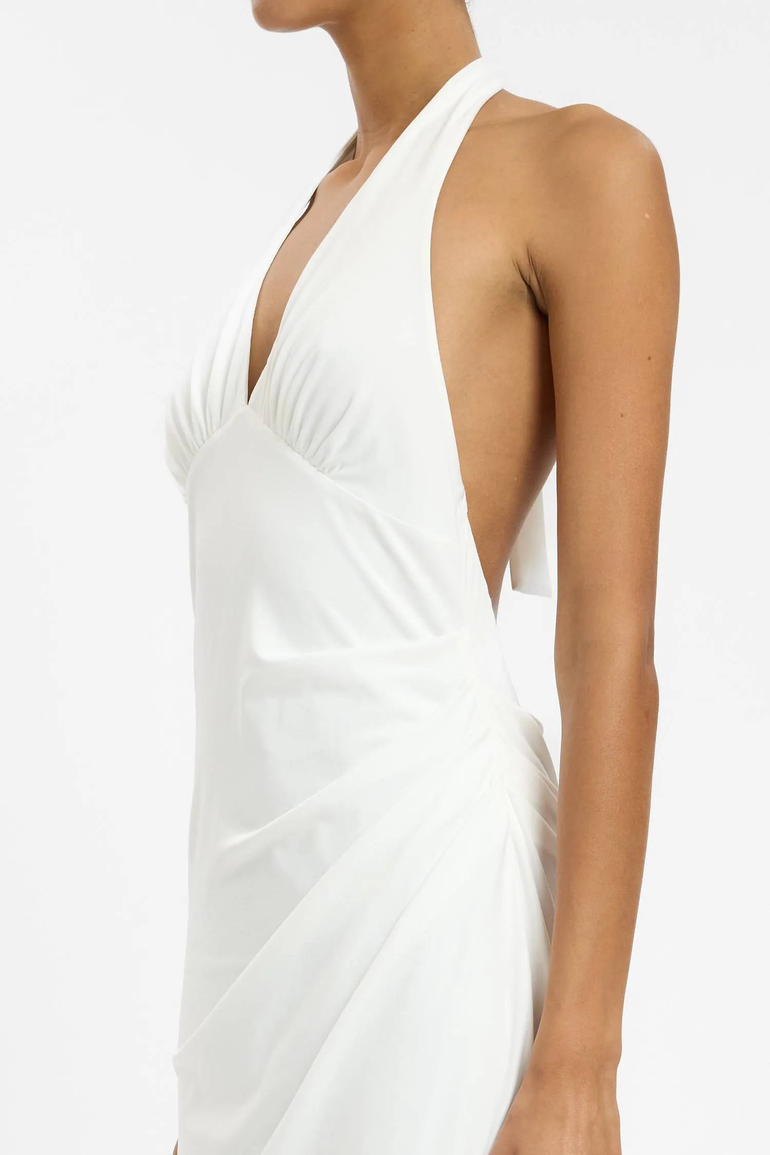 Pleated Backless Halter Dress | White sold by With Harper Lu product image thumbnail 3