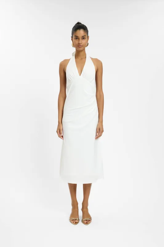 Pleated Backless Halter Dress | White sold by With Harper Lu
