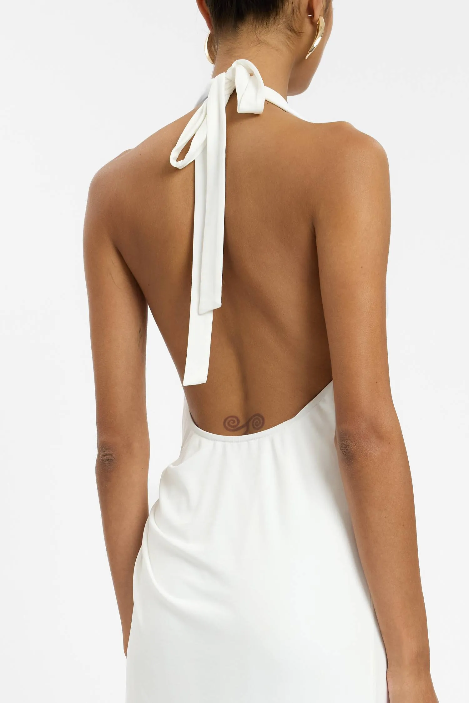 Pleated Backless Halter Dress | White sold by With Harper Lu product image thumbnail 4