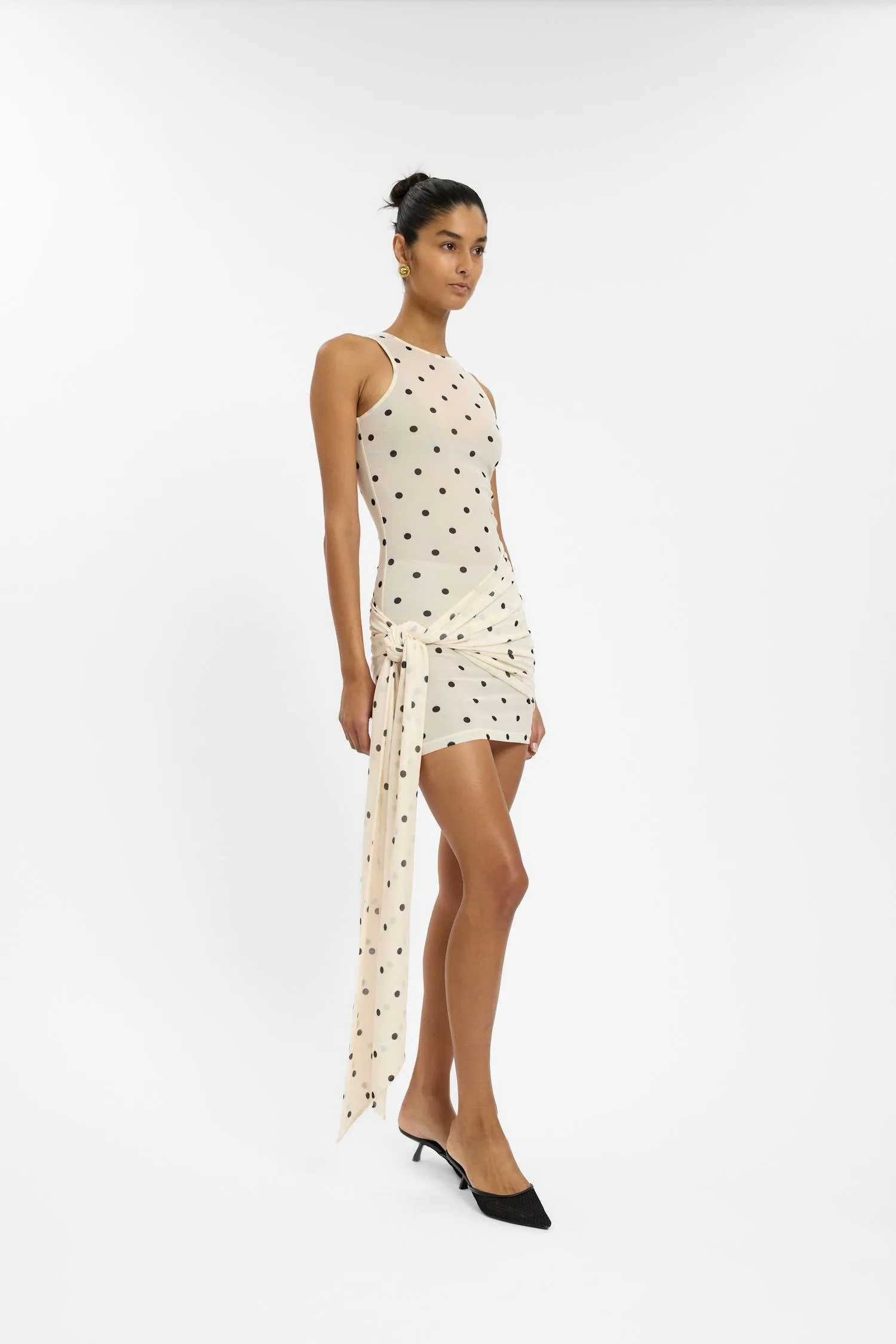 Wrap Mesh Mini Dress | Ivory Polka sold by With Harper Lu product image thumbnail 5