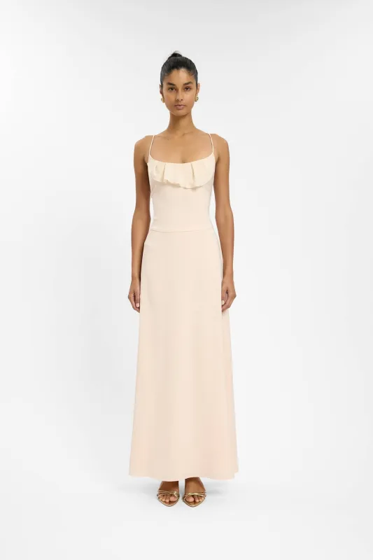Frill Backless Maxi Dress | Blush Satin sold by With Harper Lu